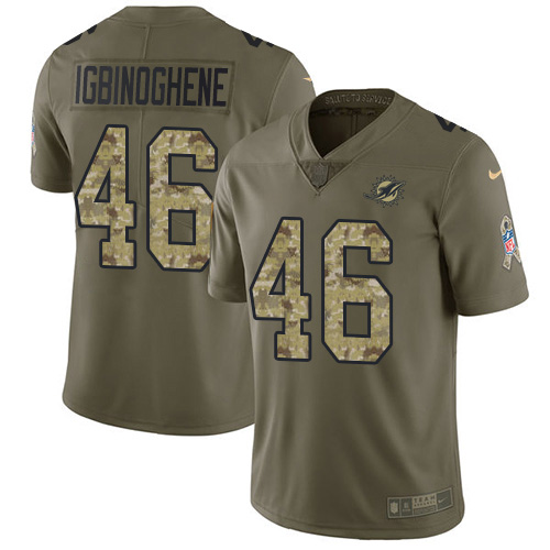 Miami Dolphins #46 Noah Igbinoghene Olive Camo Men Stitched NFL Limited 2017 Salute To Service Jersey->miami dolphins->NFL Jersey
